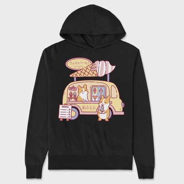 Ice Cream Food Truck Corgis, Unisex Men's Hoodie