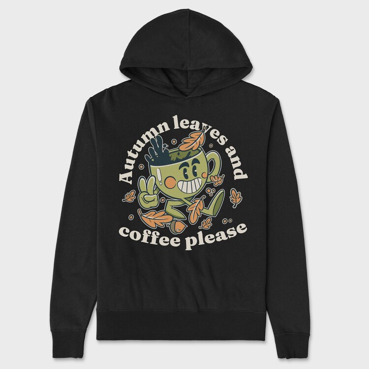 Autumn Leaves and Coffee Please, Unisex Men's Hoodie