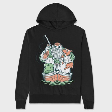 Fisherman and Dog, Unisex Men's Hoodie