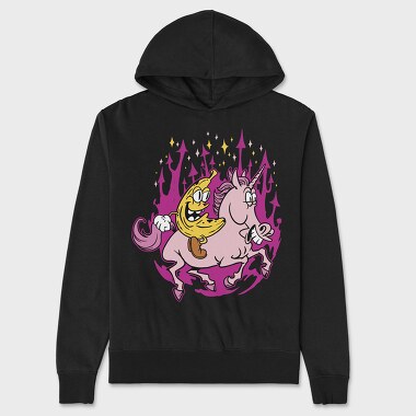 Banana Riding a Unicorn, Unisex Men's Hoodie