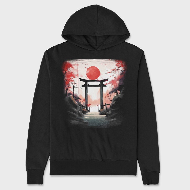 Japanese Gate Moon, Unisex Men's Hoodie