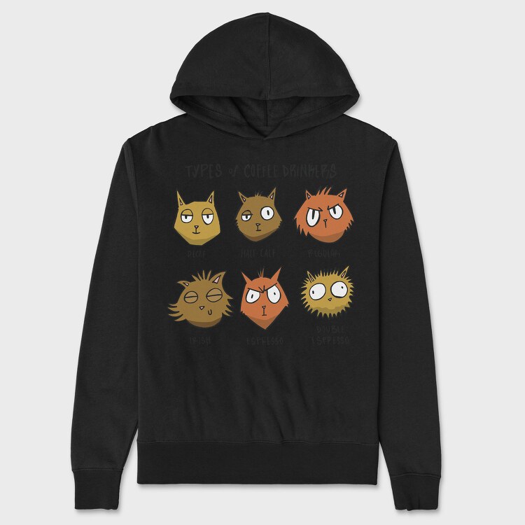 Coffee Cats, Unisex Men's Hoodie