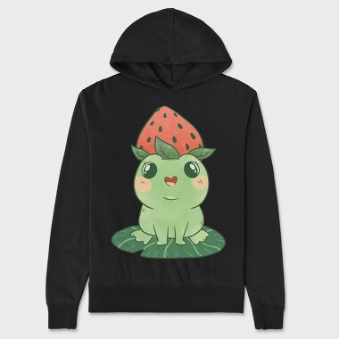 Frog Cute Strawberry, Unisex Men's Hoodie