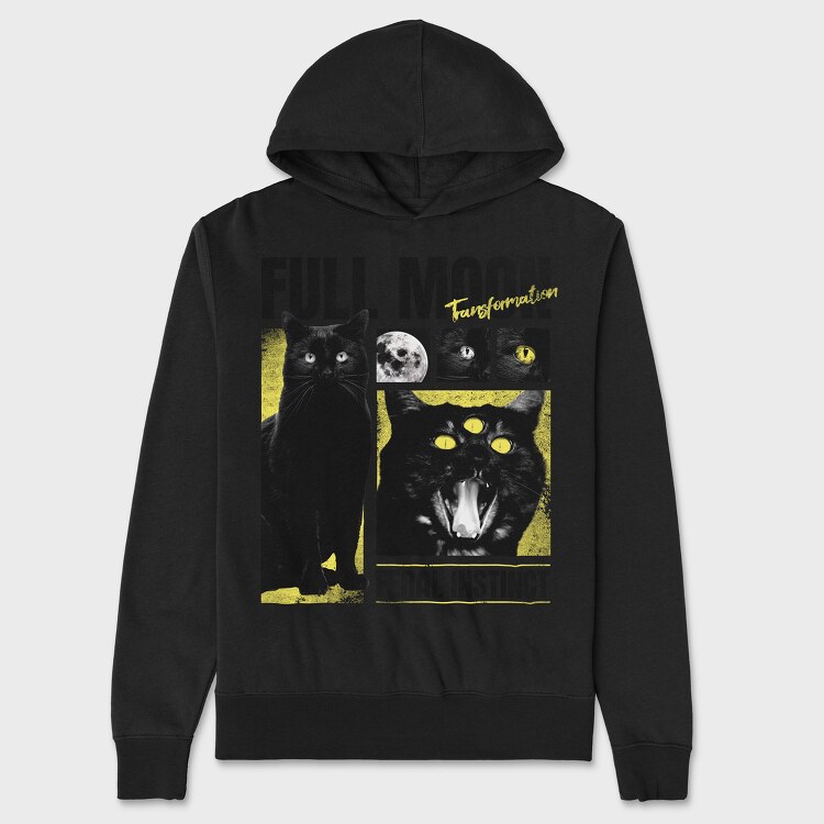 Full Moon Cat, Unisex Men's Hoodie