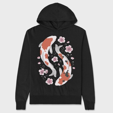 Koi Fish With Cherry Blossom, Unisex Men's Hoodie