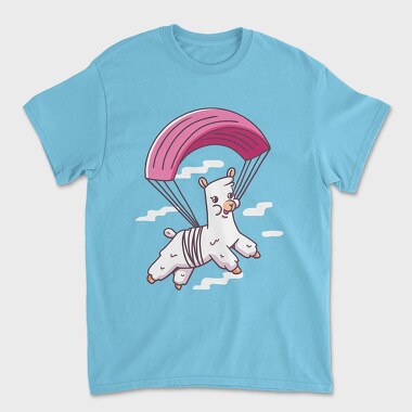 Skydiving Alpaca, Unisex Men's T-Shirt