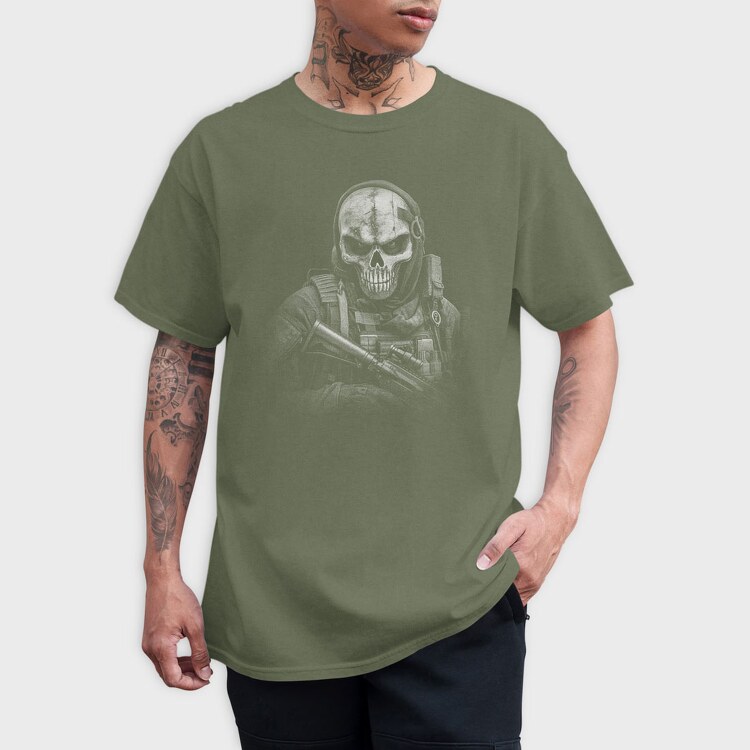 Skull Aged Monochrome, Unisex Men's T-Shirt