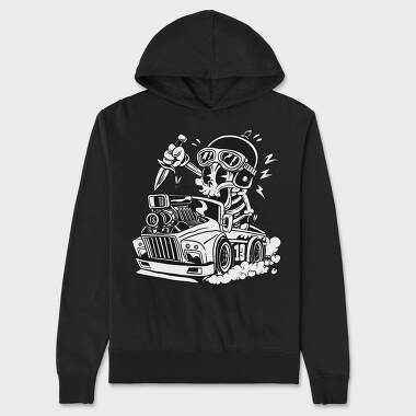 Унисекс Мъжко Суичър, Skull Car Cartoon