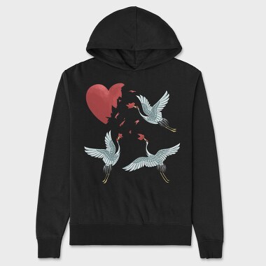 Crane Broken Heart, Unisex Men's Hoodie