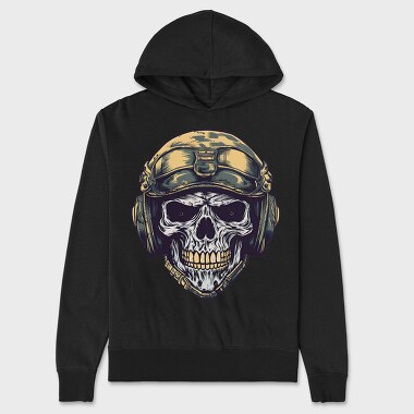 Skull Military Helmet, Unisex Men's Hoodie