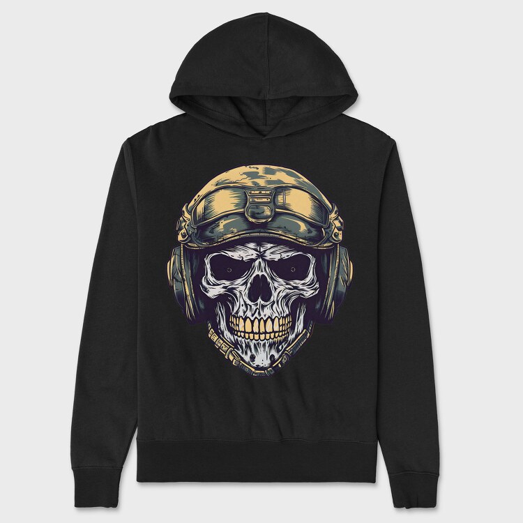 Skull Military Helmet, Unisex Men's Hoodie