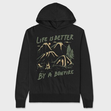 Life Is Better by a Bonfire Camping, Unisex Men's Hoodie