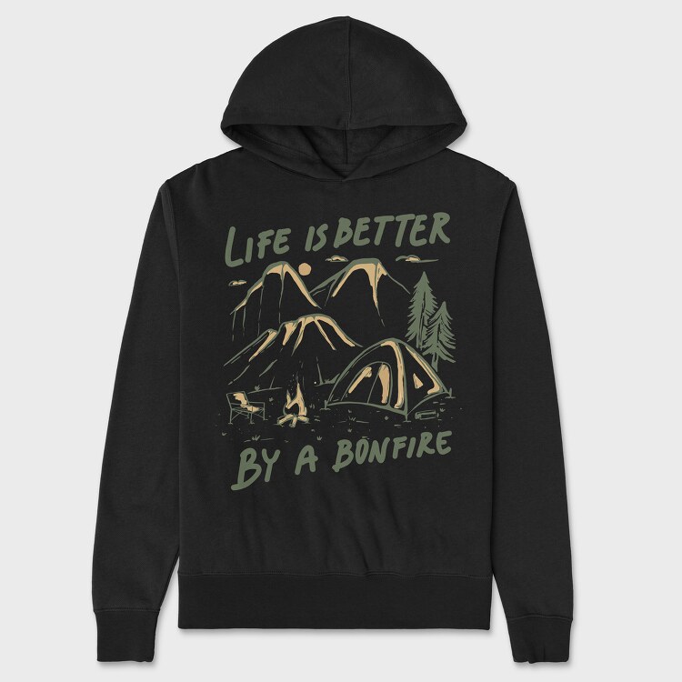 Life Is Better by a Bonfire Camping, Unisex Men's Hoodie