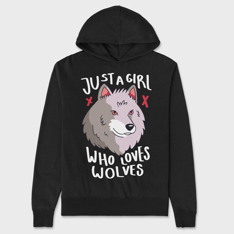 Girl Who Loves Wolves, Unisex Men's Hoodie