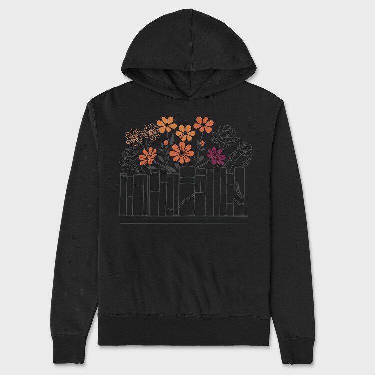 Books Flowers, Unisex Men's Hoodie