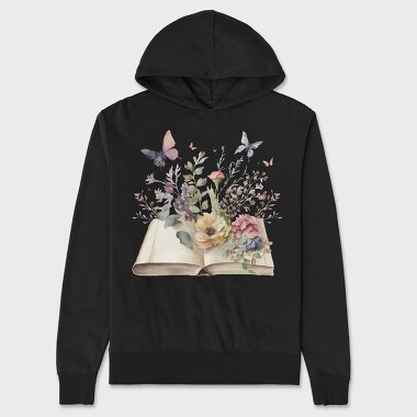 Watercolor Book Flowers, Unisex Men's Hoodie