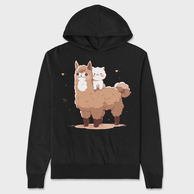 Cute Lama and Cat, Унисекс Мъжко Суичър