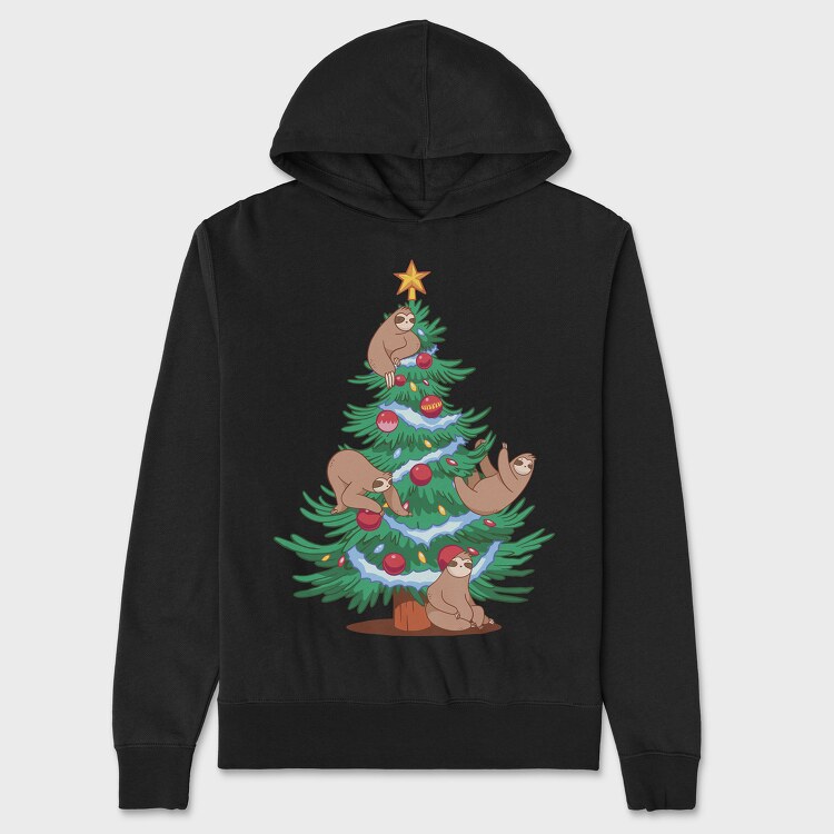 Sloth Christmas Tree, Унисекс Мъжко Суичър