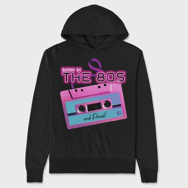 Born in the 80 S Pink Cassette, Unisex Men's Hoodie