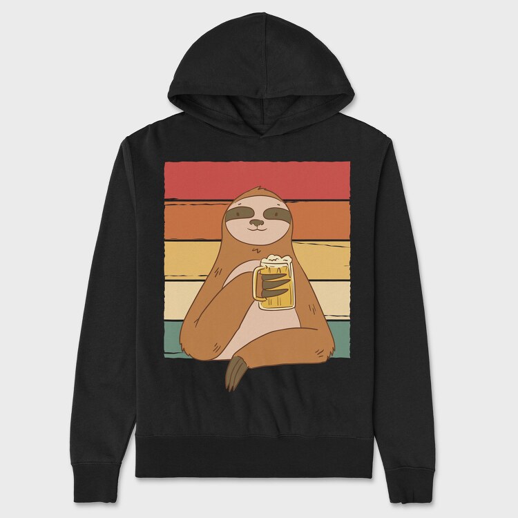 Sloth Drinking Beer, Унисекс Мъжко Суичър