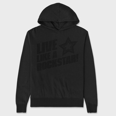 Live Like a Rock Star, Unisex Men's Hoodie