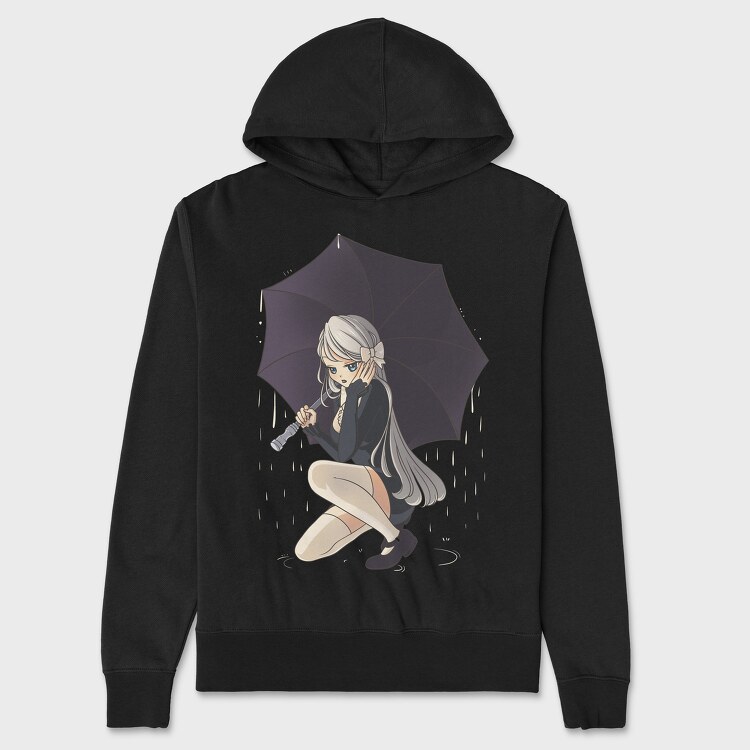 Goth Style Anime Girl, Unisex Men's Hoodie
