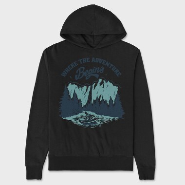 Where the Aventure Begins, Unisex Men's Hoodie