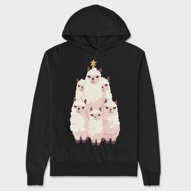 Llamas Christmas Tree, Unisex Men's Hoodie