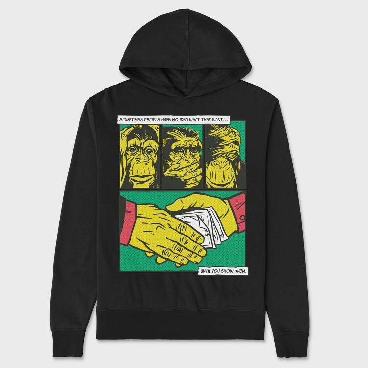 Monkey Money Comics, Unisex Men's Hoodie