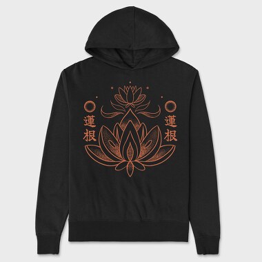 Lotus Flower Orange Japanese, Unisex Men's Hoodie