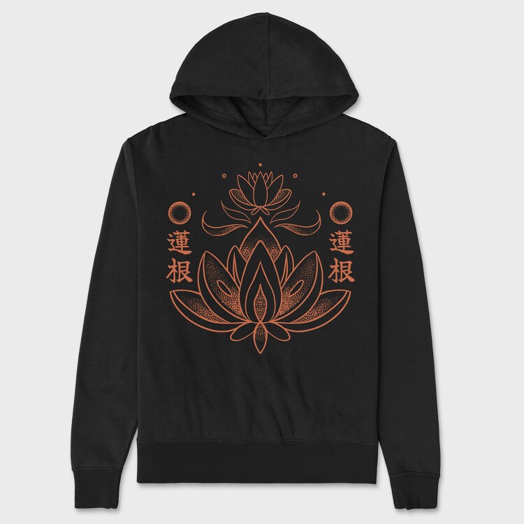 Lotus Flower Orange Japanese, Unisex Men's Hoodie