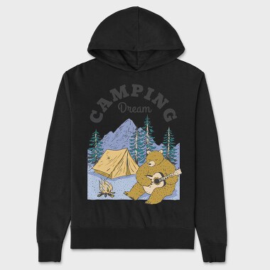 Camping Dream Bear Guitar, Unisex Men's Hoodie