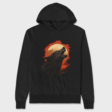 Wolf Howling Moon Red, Унисекс Мъжко Суичър