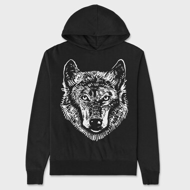 Wolf Portrait Monochrome, Unisex Men's Hoodie