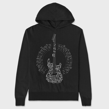 Guitar Made Out of Music Notes, Unisex Men's Hoodie