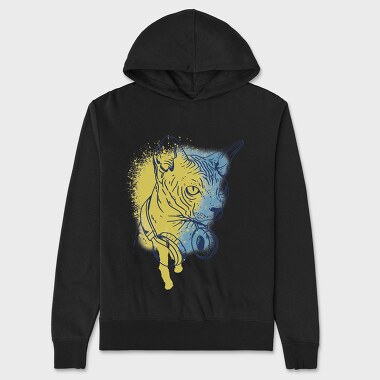 Sphynx Cat Headphones, Unisex Men's Hoodie