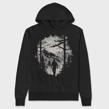 Man Hiking Forest, Unisex Men's Hoodie