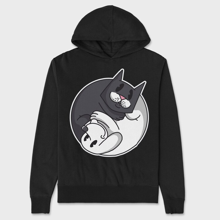 Yin Yang Cat and Dog, Unisex Men's Hoodie