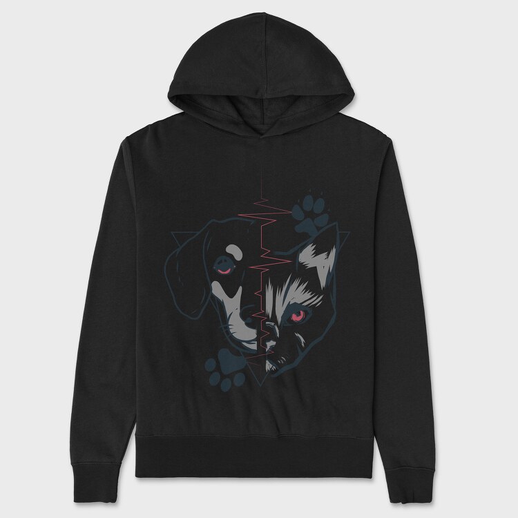 Dog and Cat Heartbeat, Unisex Men's Hoodie