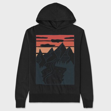 Hand Drawn Valley, Unisex Men's Hoodie