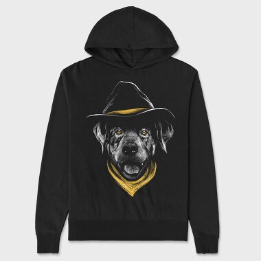 Dog Cowboy Realistic Color, Unisex Men's Hoodie