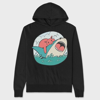 Cat Biting Shark, Unisex Men's Hoodie