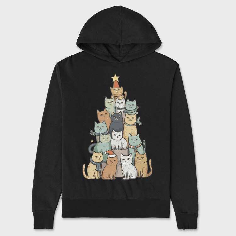 Cat Christmas Tree, Unisex Men's Hoodie