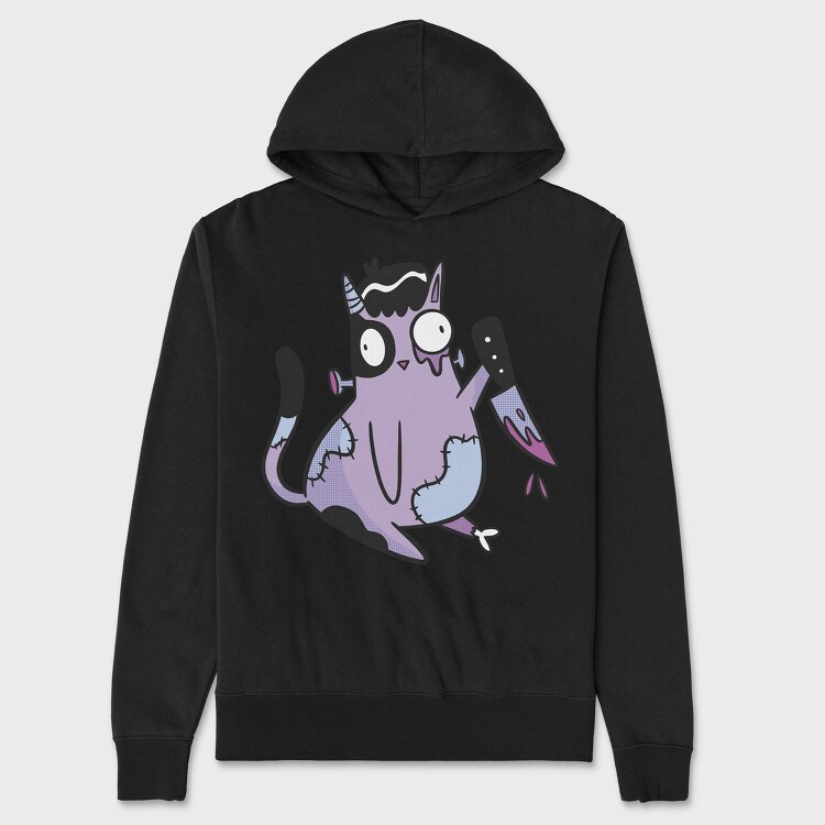 Zombie Cat Knife, Unisex Men's Hoodie