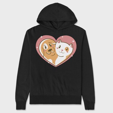 Cat Dog Love, Unisex Men's Hoodie