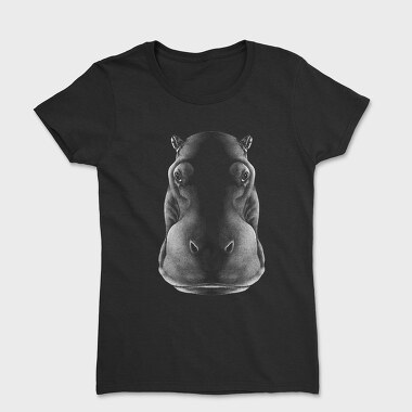 Monochrome Hippo Head, Women's T-Shirt