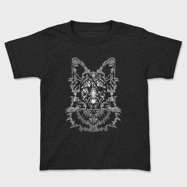 Monochrome Portrait German Shepherd, Kids' T-Shirt