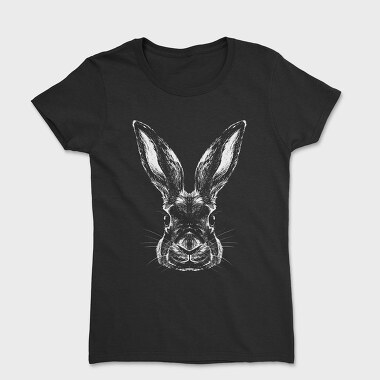 Women's T-Shirt, Monochrome Portrait Rabbit