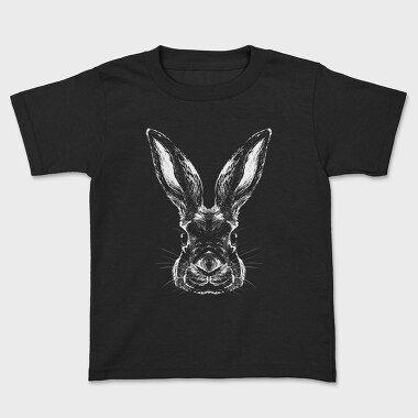 Детска Тениска, Monochrome Portrait Rabbit