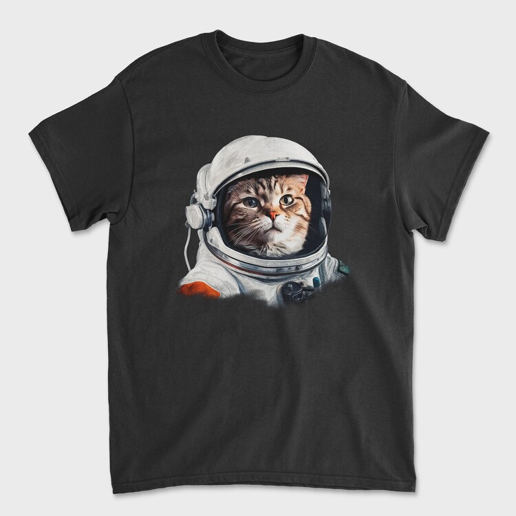 Realistic Astronaut Cat, Unisex Men's T-Shirt